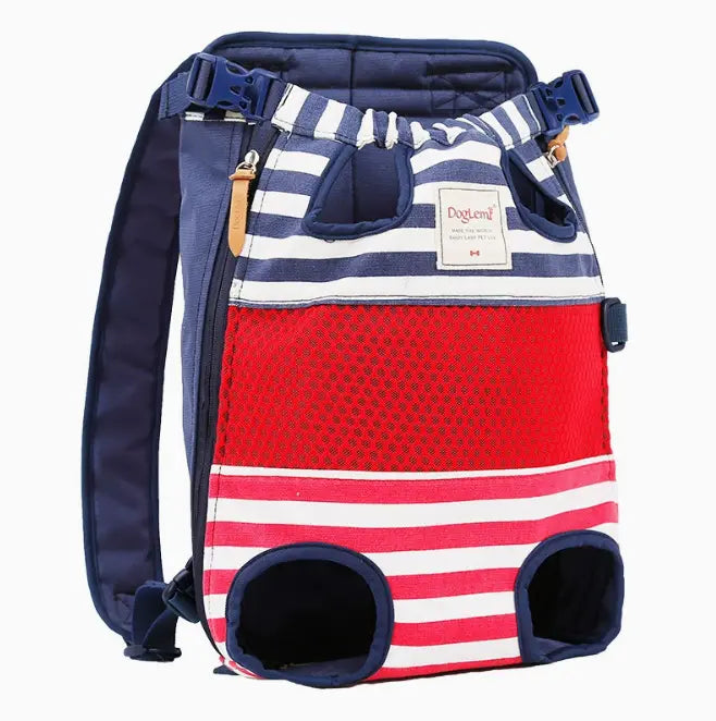 Striped Mesh Dog Carrier Backpack – Breathable Backpack for Travel & Hiking