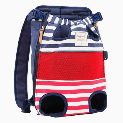 Striped Mesh Dog Carrier Backpack – Breathable Backpack for Travel & Hiking